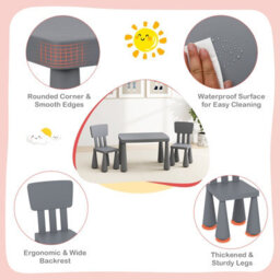 Costway 3 Pcs Kids Table And Chair Set Toddler Activity Center Children Writing Desk - thumbnail 7
