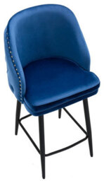 Lamboro Mayfair Velvet Kitchen Bar Stool, Extra Padded Seat, Powder Coated Black Legs & Footrest, Home Bar & Breakfast Barstool, Blue - thumbnail 7