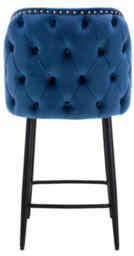 Lamboro Mayfair Velvet Kitchen Bar Stool, Extra Padded Seat, Powder Coated Black Legs & Footrest, Home Bar & Breakfast Barstool, Blue - thumbnail 5