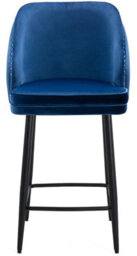 Lamboro Mayfair Velvet Kitchen Bar Stool, Extra Padded Seat, Powder Coated Black Legs & Footrest, Home Bar & Breakfast Barstool, Blue - thumbnail 6