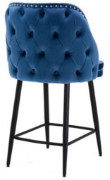 Lamboro Mayfair Velvet Kitchen Bar Stool, Extra Padded Seat, Powder Coated Black Legs & Footrest, Home Bar & Breakfast Barstool, Blue - thumbnail 8