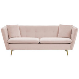 Beliani Sofa 3 Seater Frederica Velvet Pink - thumbnail 1
