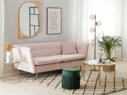 Beliani Sofa 3 Seater Frederica Velvet Pink - thumbnail 2