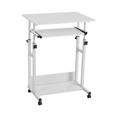 White Mobile Computer Desk Home Office Pc Laptop Table Work Study Gaming Workstation - image 1