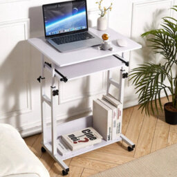 White Mobile Computer Desk Home Office Pc Laptop Table Work Study Gaming Workstation - thumbnail 3
