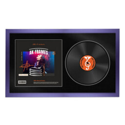 "30X17"" Purple Sleek Vinyl Record Frame With Black Mount For 12 Inch Lp Album Cover & Disc - Ak Frames"
