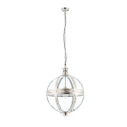 Luminosa Lighting Luminosa Vienna 1 Light Spherical Pendant Bright Nickel Plated On Solid Brass, Glass, E27 - thumbnail 3