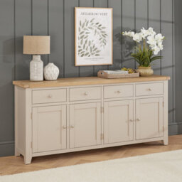 The Furniture Market Cheshire Dove Grey Painted Extra Large 4 Drawer 4 Door Sideboard - thumbnail 2