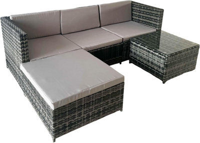 Alivio 3-Seater Rattan Corner Sofa Set With Coffee Table, Pe Garden Furniture, Outdoor Patio Lounge Set, Weatherproof Uv Cushions - image 1