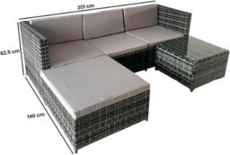 Alivio 3-Seater Rattan Corner Sofa Set With Coffee Table, Pe Garden Furniture, Outdoor Patio Lounge Set, Weatherproof Uv Cushions - thumbnail 6