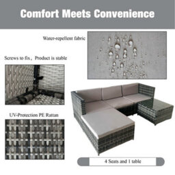 Alivio 3-Seater Rattan Corner Sofa Set With Coffee Table, Pe Garden Furniture, Outdoor Patio Lounge Set, Weatherproof Uv Cushions - thumbnail 8