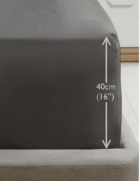 "Homespace Direct Ltd Luxury Super Soft Percale Plain 16"" Deep Fitted Sheet Double Charcoal Fitted Sheet" - thumbnail 1