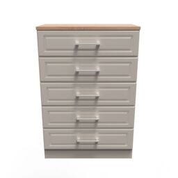 Sevilla Ready Assembled Matt Beige Light Oak Effect 5 Drawer Wide Chest (H)1075mm (W)765mm (D)415mm - thumbnail 2