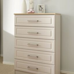 Sevilla Ready Assembled Matt Beige Light Oak Effect 5 Drawer Wide Chest (H)1075mm (W)765mm (D)415mm - thumbnail 3