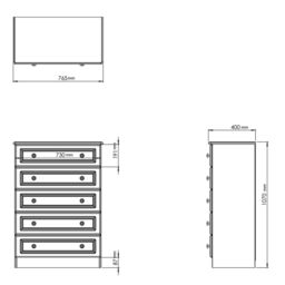 Sevilla Ready Assembled Matt Beige Light Oak Effect 5 Drawer Wide Chest (H)1075mm (W)765mm (D)415mm - thumbnail 4