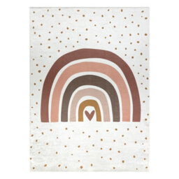 RugsX Bambino 46960 Washing Carpet Rainbow, Dots For Children Anti-Slip - White Brown 80X150 Cm - thumbnail 2