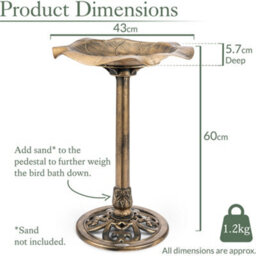 Christow Garden Rustic Metal Effect Birdbath - thumbnail 6