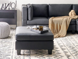 Beliani Ottoman Unstad Faux Leather Black - thumbnail 2