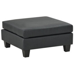 Beliani Ottoman Unstad Faux Leather Black - thumbnail 1
