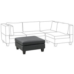 Beliani Ottoman Unstad Faux Leather Black - thumbnail 4