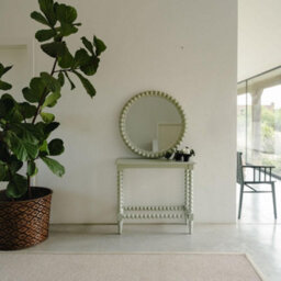 Statement Furniture Cromwell Round Wall Mirror With Bobbin Design Wooden Frame 77Cm - Pale Olive - thumbnail 6