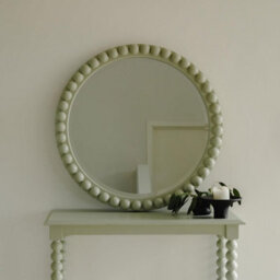 Statement Furniture Cromwell Round Wall Mirror With Bobbin Design Wooden Frame 77Cm - Pale Olive