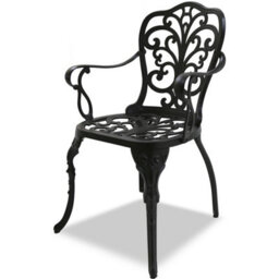 Homeology Bangui Black Luxurious Garden And Patio Table And 4 Large Chairs With Armrests Cast Aluminium Bistro Set - thumbnail 5