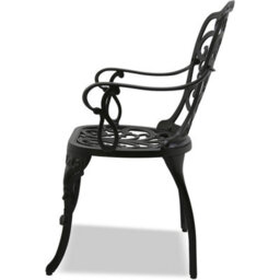 Homeology Bangui Black Luxurious Garden And Patio Table And 4 Large Chairs With Armrests Cast Aluminium Bistro Set - thumbnail 4