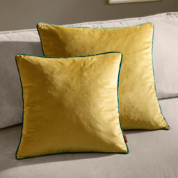 furn. Furn Meridian Velvet Piped Polyester Filled Cushion, Moss/emerald, 45 X 45Cm - thumbnail 5