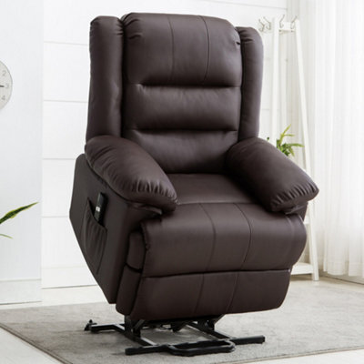 More4Homes Loxley Single Motor Electric Riser Rise Recliner Bonded Leather Armchair Electric Lift Chair (Brown) - image 1