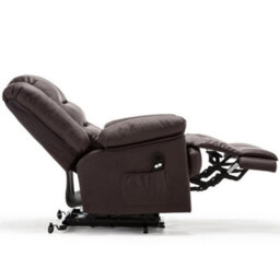 More4Homes Loxley Single Motor Electric Riser Rise Recliner Bonded Leather Armchair Electric Lift Chair (Brown) - thumbnail 3