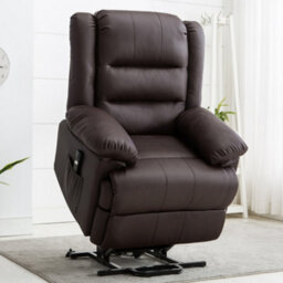 More4Homes Loxley Single Motor Electric Riser Rise Recliner Bonded Leather Armchair Electric Lift Chair (Brown)