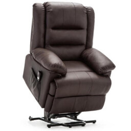 More4Homes Loxley Single Motor Electric Riser Rise Recliner Bonded Leather Armchair Electric Lift Chair (Brown) - thumbnail 4