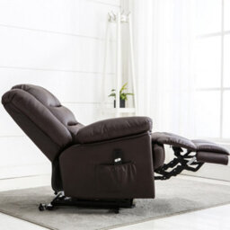 More4Homes Loxley Single Motor Electric Riser Rise Recliner Bonded Leather Armchair Electric Lift Chair (Brown) - thumbnail 9