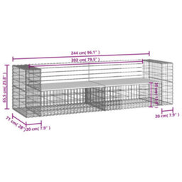 Walplus Garden Bench Gabion Design 244X71X65.5 Cm Impregnated Wood Pine - thumbnail 7