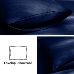 Aspire Homeware Plain Duvet Cover Set Soft Microfibre, Navy, Double (L)200Cm X (W)200Cm - thumbnail 5