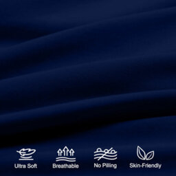 Aspire Homeware Plain Duvet Cover Set Soft Microfibre, Navy, Double (L)200Cm X (W)200Cm - thumbnail 3