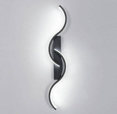Led Indoor Wall Light 60 Cm Black Aluminum Wall Lamp Cool White 6500 K - image 1