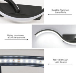 Led Indoor Wall Light 60 Cm Black Aluminum Wall Lamp Cool White 6500 K - thumbnail 4