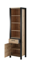 Arte Elegant Aktiv 05 Tall Cabinet 550mm In Oak Taurus & Black Matt - Classy Storage Solution H2000mm D410mm - thumbnail 2