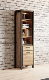 Arte Elegant Aktiv 05 Tall Cabinet 550mm In Oak Taurus & Black Matt - Classy Storage Solution H2000mm D410mm - thumbnail 4