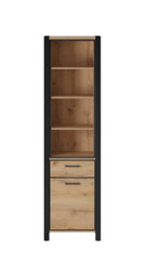 Arte Elegant Aktiv 05 Tall Cabinet 550mm In Oak Taurus & Black Matt - Classy Storage Solution H2000mm D410mm - thumbnail 3
