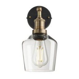 Industville Brooklyn Glass Schoolhouse Wall Light - 5.5 Inch, Clear Glass Schoolhouse - 5.5 Inch, Brass Wall Holder - thumbnail 2