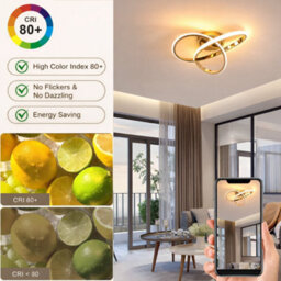 Shopnbits Modern Led Ceiling Light 30W Clover Silver Flush Mount Cool White 6500K Lamp For Bedroom Kitchen Living Room - thumbnail 9