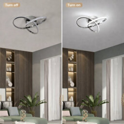 Shopnbits Modern Led Ceiling Light 30W Clover Silver Flush Mount Cool White 6500K Lamp For Bedroom Kitchen Living Room - thumbnail 5