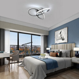 Shopnbits Modern Led Ceiling Light 30W Clover Silver Flush Mount Cool White 6500K Lamp For Bedroom Kitchen Living Room - thumbnail 6