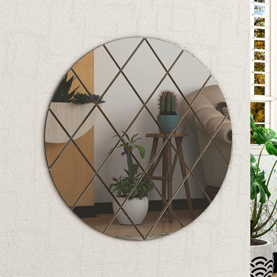 Belofay 50Cm Round Grey Wall Mirror Interiors Art Deco Glass Design Modern Wall-Mounted Mirrors For Home And Office - image 1