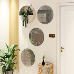 Belofay 50Cm Round Grey Wall Mirror Interiors Art Deco Glass Design Modern Wall-Mounted Mirrors For Home And Office - thumbnail 4
