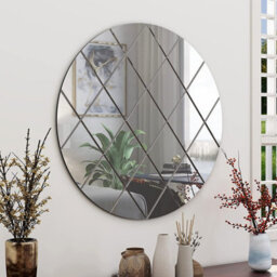 Belofay 50Cm Round Grey Wall Mirror Interiors Art Deco Glass Design Modern Wall-Mounted Mirrors For Home And Office - thumbnail 5