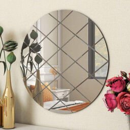 Belofay 50Cm Round Grey Wall Mirror Interiors Art Deco Glass Design Modern Wall-Mounted Mirrors For Home And Office - thumbnail 2